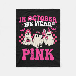 Groovy Draag roze borstkanker Warrior Cute Ghost Fleece Deken