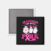 Groovy Draag roze borstkanker Warrior Cute Ghost Magneet (Voorkant / Achterkant)