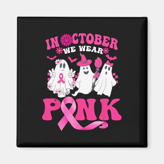 Groovy Draag roze borstkanker Warrior Cute Ghost Magneet (Voorkant)