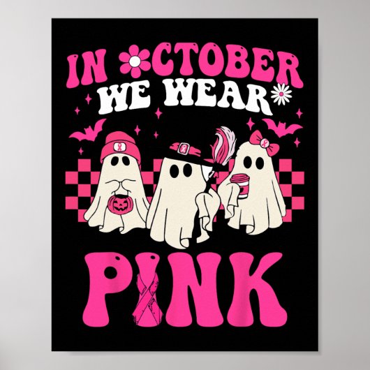 Groovy Draag roze borstkanker Warrior Cute Ghost Poster (Voorkant)