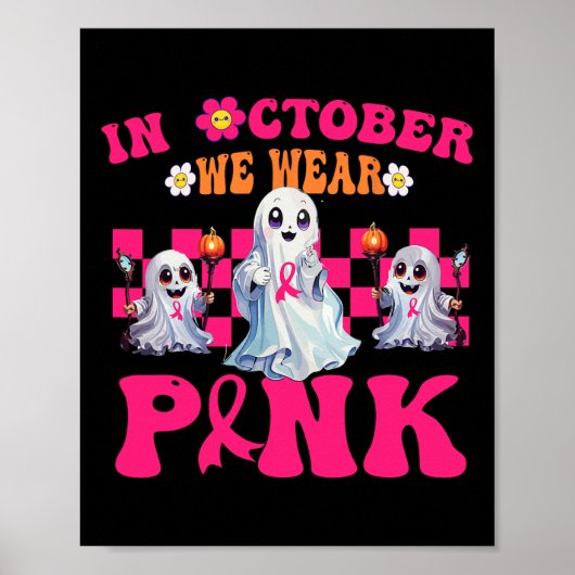Groovy Draag roze borstkanker Warrior Cute Ghost Poster (Voorkant)