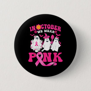 Groovy Draag roze borstkanker Warrior Cute Ghost Ronde Button 5,7 Cm