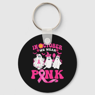 Groovy Draag roze borstkanker Warrior Cute Ghost Sleutelhanger
