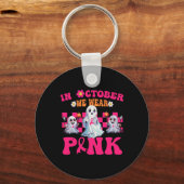 Groovy Draag roze borstkanker Warrior Cute Ghost Sleutelhanger (Voorkant)