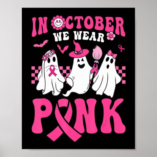 Groovy Draag Roze Borstkanker Warrior Ghost Hallo Poster (Voorkant)