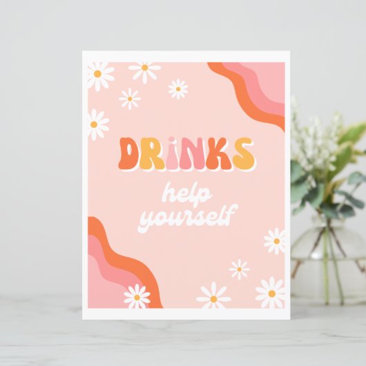 Groovy Drink Party Sign | Groovy-teken (Staand voorkant)