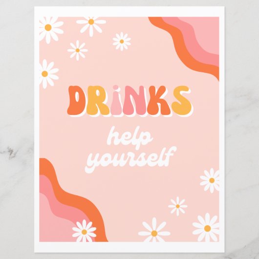 Groovy Drink Party Sign | Groovy-teken (Voorkant)