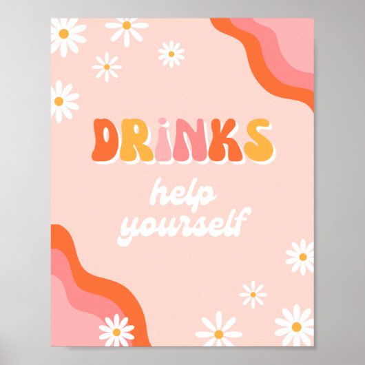 Groovy Drinken teken | Digitaal Groovy-teken Poster (Voorkant)