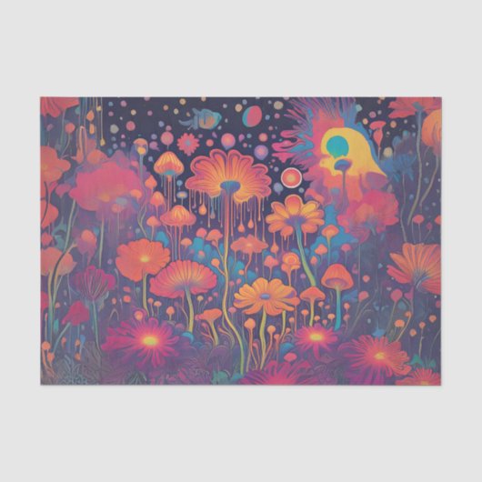 Groovy Druipende Bloemen Decoupage Tissuepapier (Voorkant)
