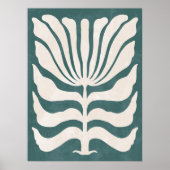 Groovy Dusty Blauwgroen Abstract Bloemenmuur Kunst Poster (Voorkant)