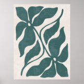Groovy Dusty Blue Abstract Bloemenmuur Kunst Poster (Voorkant)