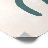 Groovy Dusty Blue Abstract Bloemenmuur Kunst Poster (Hoek)