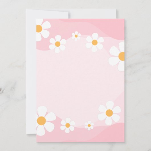 Groovy Dusty Pink Retro Daisy Floral Baby shower Kaart (Achterkant)