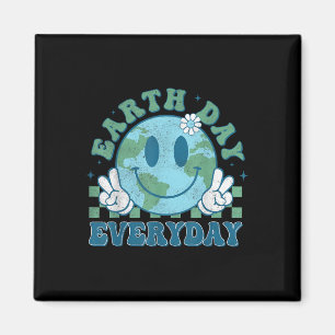 Groovy Earth Day 2025 Elke dag glimlach gezicht Sa Magneet