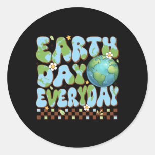 Groovy Earth Day 2025 elke dag voor Mannen van lee Ronde Sticker