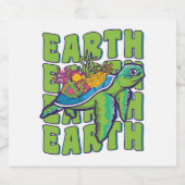 Groovy Earth Day Zee Turtle Lover Wildlife Sparkling Wijnetiket (Enkel label)