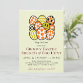Groovy Easter Brunch Egg Hunt Invitation Kaart (Staand voorkant)