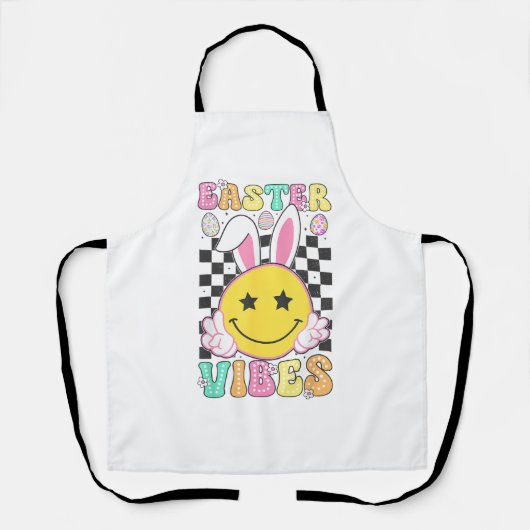 Groovy Easter Vibes Bunny Easter Day Smile Face Gi Schort (Voorkant)