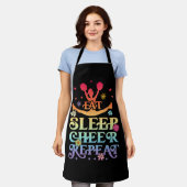 Groovy Eat Sleep Cheer Herhaal Cheerleader Cheerle Schort (Gedragen)