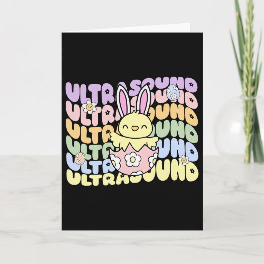 Groovy echografie techniek Bunny Chick Eieren Pase Kaart (Voorkant)