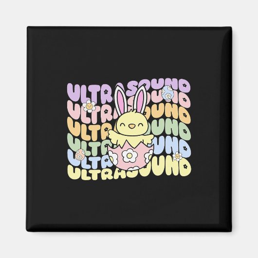 Groovy echografie techniek Bunny Chick Eieren Pase Magneet (Voorkant)