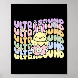 Groovy echografie techniek Bunny Chick Eieren Pase Poster