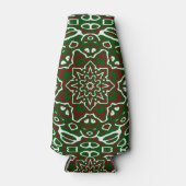 Groovy Eclectisch  Kerst Mandala Patroon Flesjeskoeler (Voorkant)