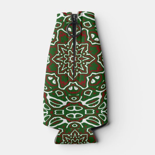 Groovy Eclectisch  Kerst Mandala Patroon Flesjeskoeler (Achterkant)