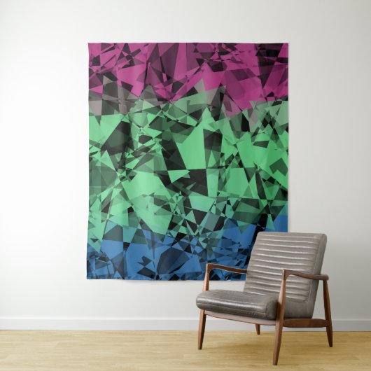Groovy Eclectische Retro Trippy Polyseksueel Pride Wandkleed (In situ)