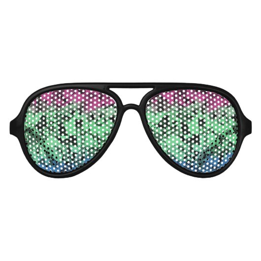 Groovy Eclectische Retro Trippy Polysexual Pride V Aviator Zonnebril (Voorkant)
