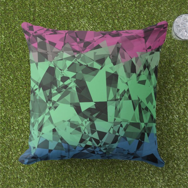 Groovy Eclectische Retro Trippy Polysexual Pride V Buitenkussen (Gras)