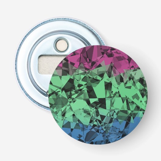 Groovy Eclectische Retro Trippy Polysexual Pride V Button Flesopener (Voorkant)