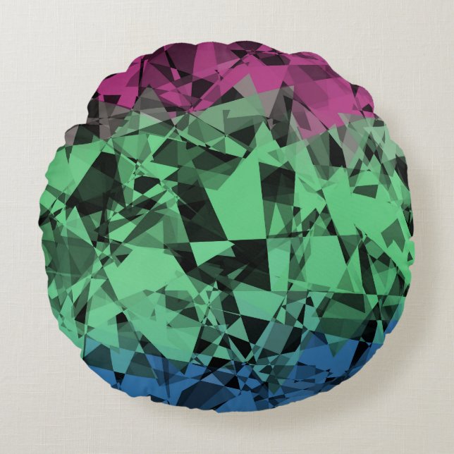 Groovy Eclectische Retro Trippy Polysexual Pride V Rond Kussen (Voorkant)