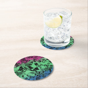 Groovy Eclectische Retro Trippy Polysexual Pride V Ronde Kartonnen Onderzetter