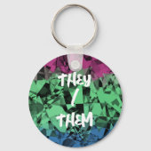 Groovy Eclectische Retro Trippy Polysexual Pride V Sleutelhanger (Achterkant)