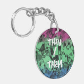 Groovy Eclectische Retro Trippy Polysexual Pride V Sleutelhanger (Voorkant Links)