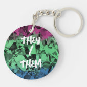 Groovy Eclectische Retro Trippy Polysexual Pride V Sleutelhanger (Achterkant)