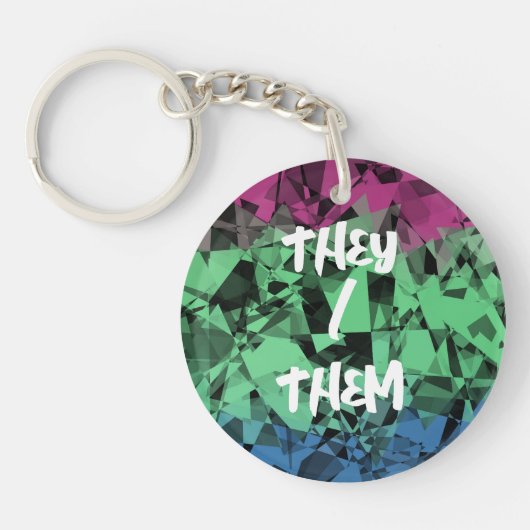 Groovy Eclectische Retro Trippy Polysexual Pride V Sleutelhanger (Voorkant)