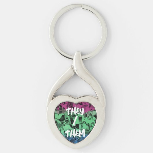 Groovy Eclectische Retro Trippy Polysexual Pride V Sleutelhanger (Voorkant)