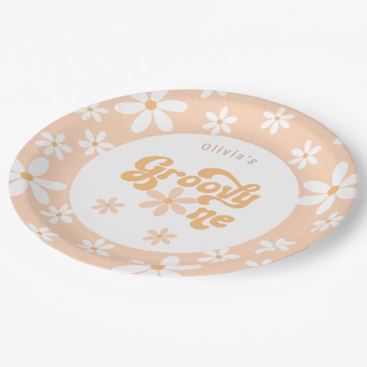 Groovy Een 1e Verjaardag Papieren Bordje (Gekanteld)