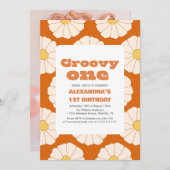 Groovy een 1e verjaardag Retro kleurrijk Kaart (Voorkant / Achterkant)