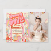 Groovy Een eerste foto Verjaardag uitnodiging (Voorkant)