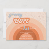 Groovy Een Eerste Verjaardag Girly Retro Party Kaart (Voorkant)