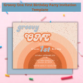 Groovy Een Eerste Verjaardag Girly Retro Party Kaart