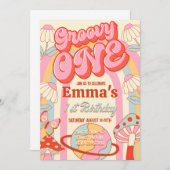 Groovy Een Eerste Verjaardag Uitnodiging (Voorkant / Achterkant)