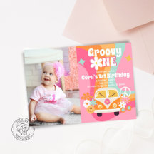 Groovy Eén Foto Uitnodiging