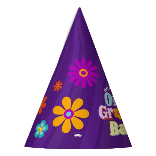 Groovy een kleurrijke retro bloemenverjaardag feesthoedjes (Links)