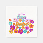 Groovy een kleurrijke retro bloemenverjaardag servet (Voorkant)