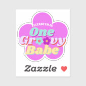 Groovy een kleurrijke retro bloemenverjaardag sticker (Vel)