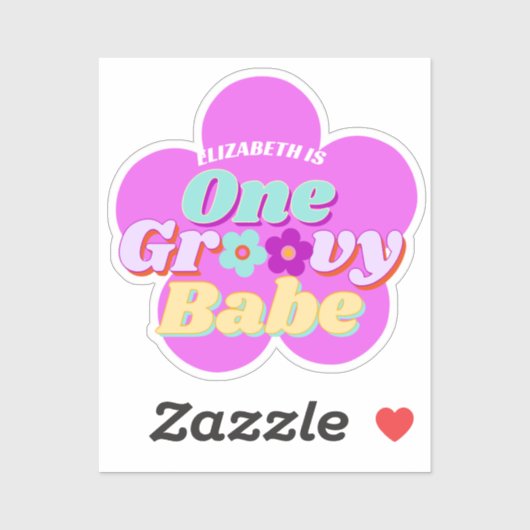 Groovy een kleurrijke retro bloemenverjaardag sticker (Vel)